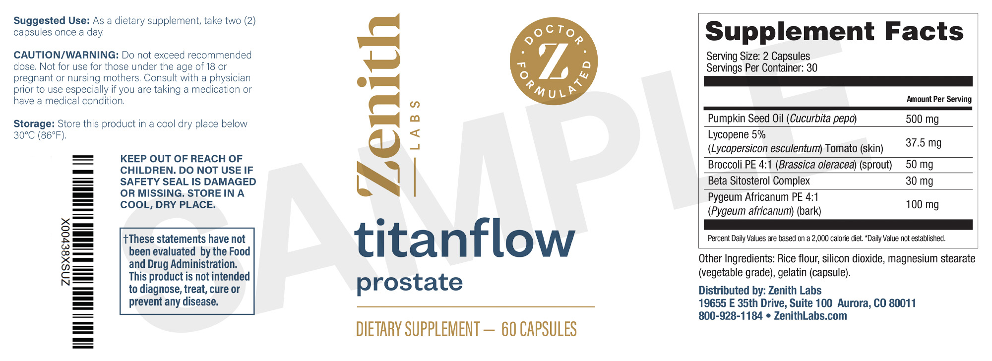 TitanFlow Supplement Facts Nutrition Label
